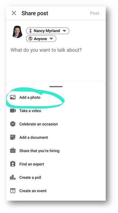 How do I add a clickable link in LinkedIn photos